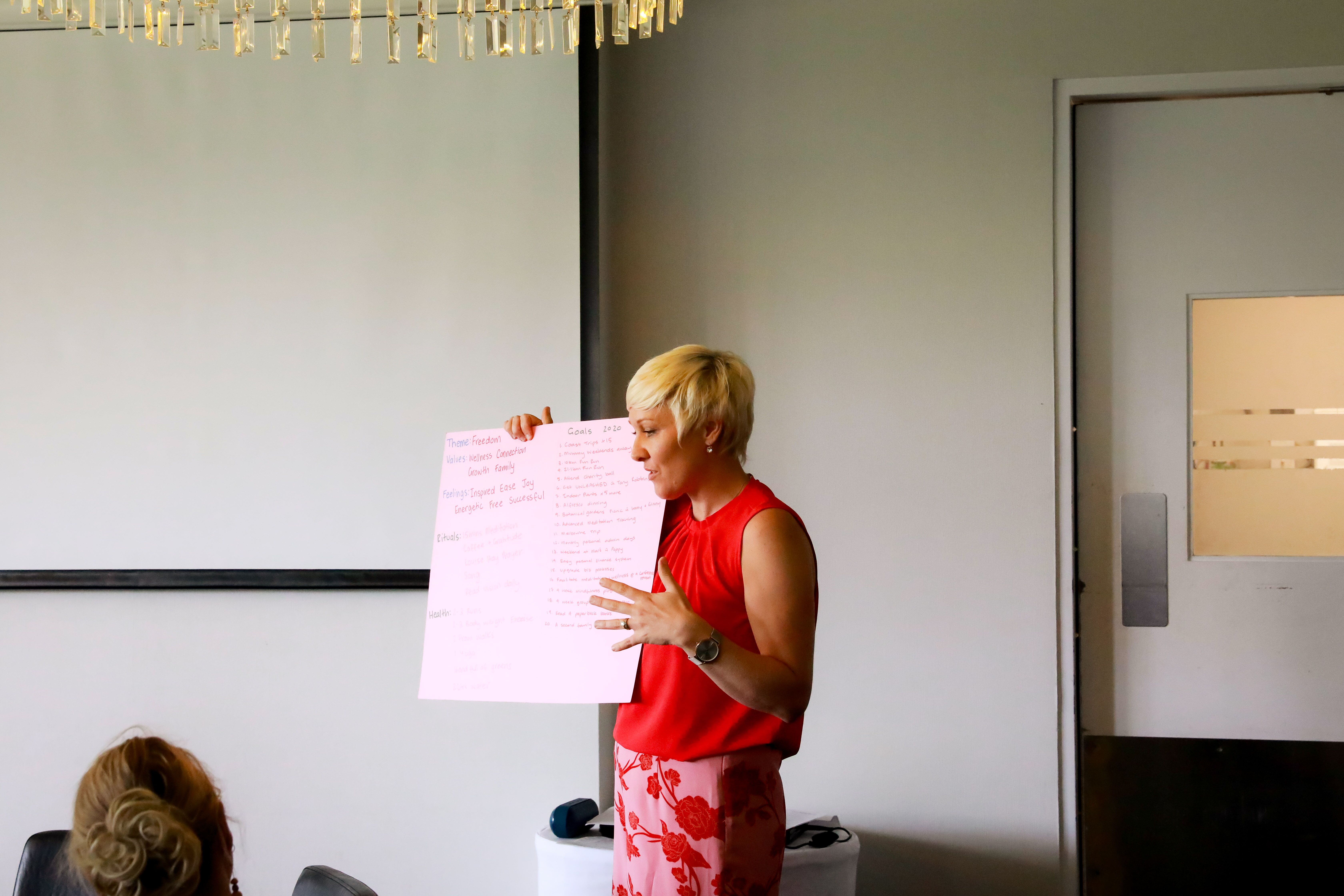Workshop - Vision boarding plan - Dee in red and pink outfit